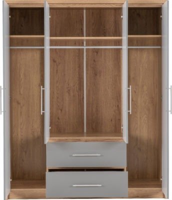Seville 4 Door 2 Drawer Wardrobe - Furniture Cash and Carry