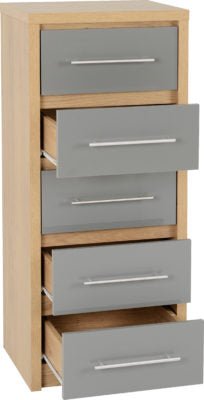 Seville 5 Drawer Narrow Chest - Furniture Cash and Carry