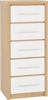 Seville 5 Drawer Narrow Chest - Furniture Cash and Carry