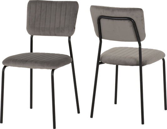Sheldon Chair (Box of 4) - Grey Velvet Fabric - Furniture Cash and Carry