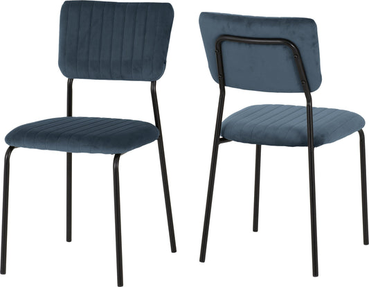 Sheldon Chair (Box of 4) - Navy Blue Velvet Fabric - Furniture Cash and Carry