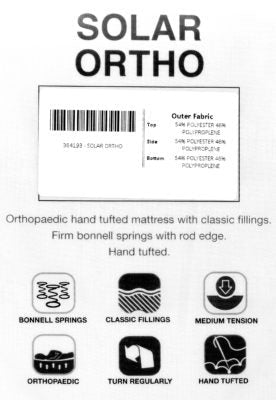 Solar Ortho 5' Mattress - Furniture Cash and Carry