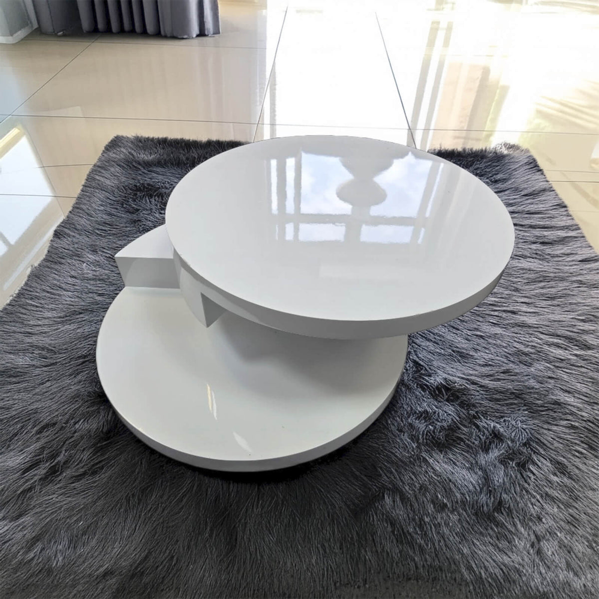 Stony High Gloss Moveable Coffee Table - White