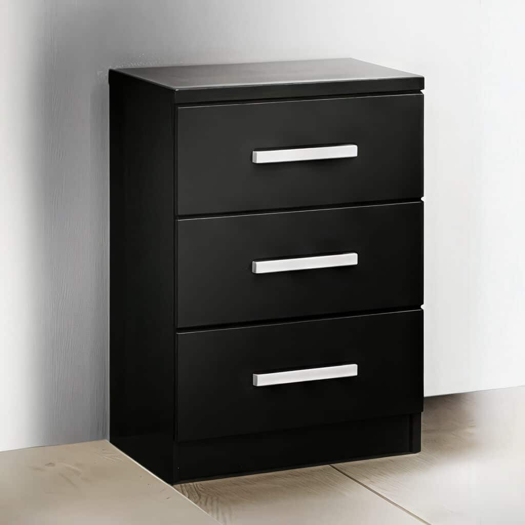 Topline Bedside 3 Drawer - Black