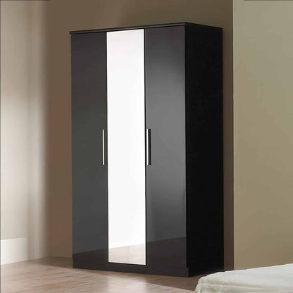Topline Robe with Centre Mirror 3 Door Black - Black, White