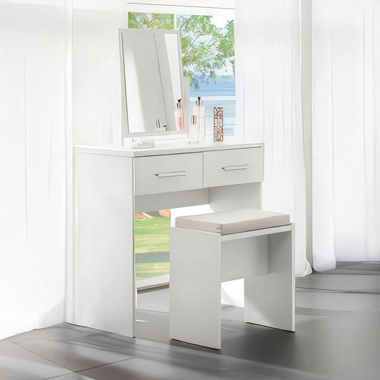 Topline Dressing Table with Mirror & Stool - White