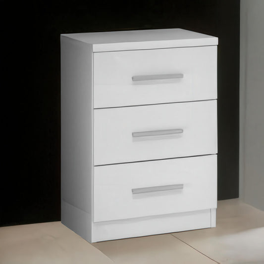 Topline Bedside 3 Drawer - White