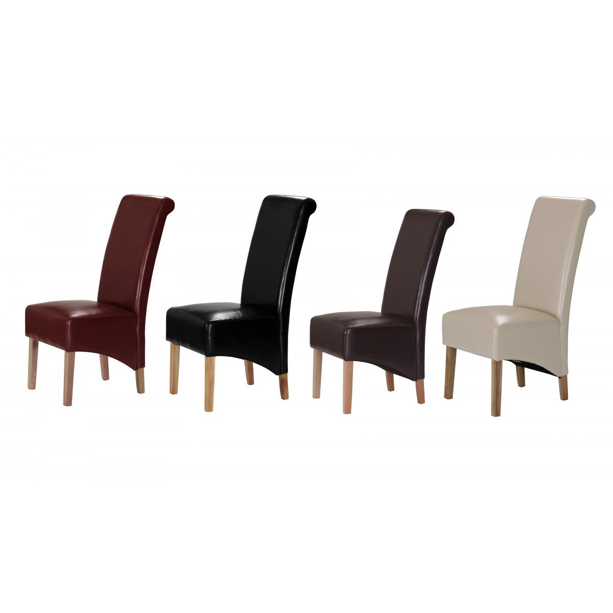 Trafalgar PU Chair Rubberwood Leg - Brown (Set of 2)